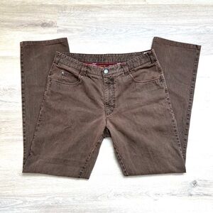 Meyer Dubai Chino Pant Mens Brown Modern Fit Organic Cotton Stretch